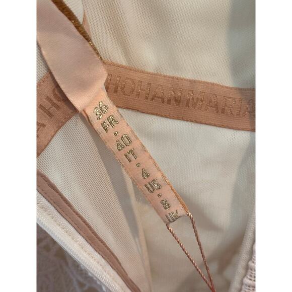 NEW NWT Maria Lucia Hohan Strapless Asymmetric Guipure Lace Midi Dress US 4 - Picture 8 of 9